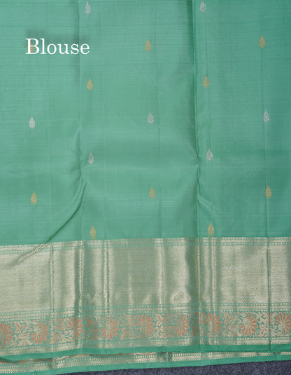 Beautiful Elaichi Green Bridal Pure Kanjivaram Silk Saree With Self Border