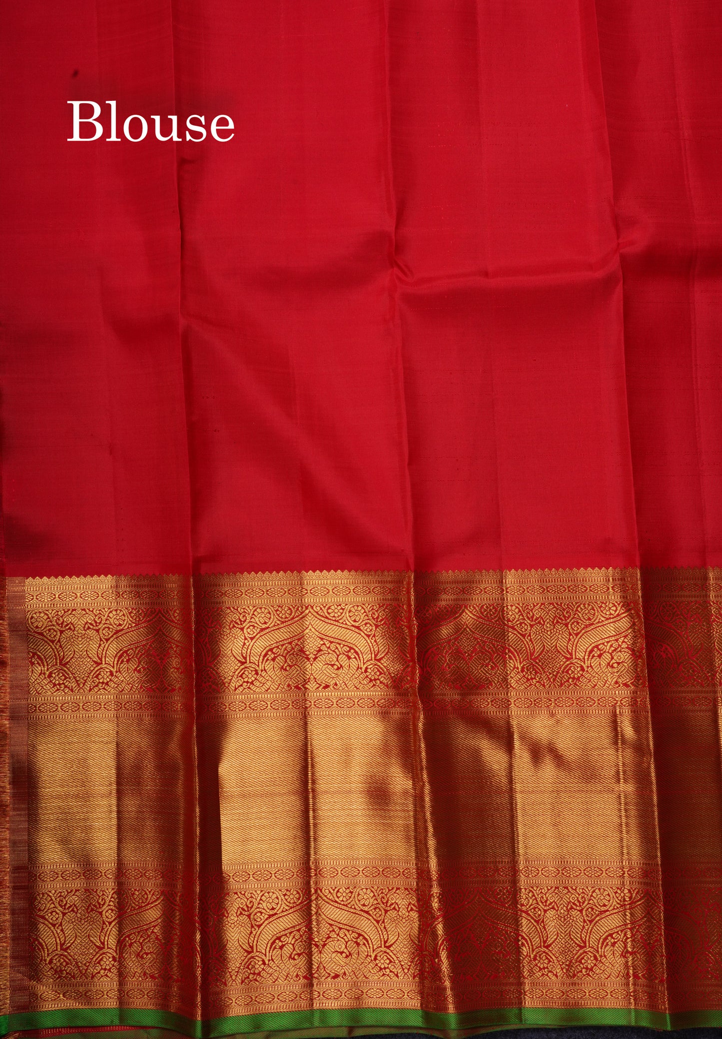 Sky Blue Pure Kanjivaram 2G Zari Silk Saree With Contrast Chilly Red Long Traditional Border