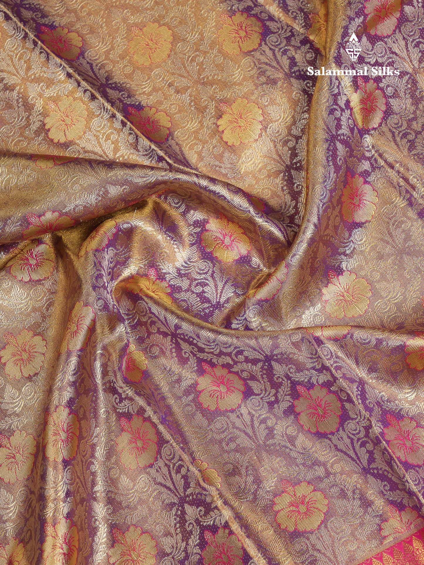 Beautiful Light Violet Tissue Bridal Pure Kanjivaram Silk Saree With Contrast Pink Traditional Evening Morning Border