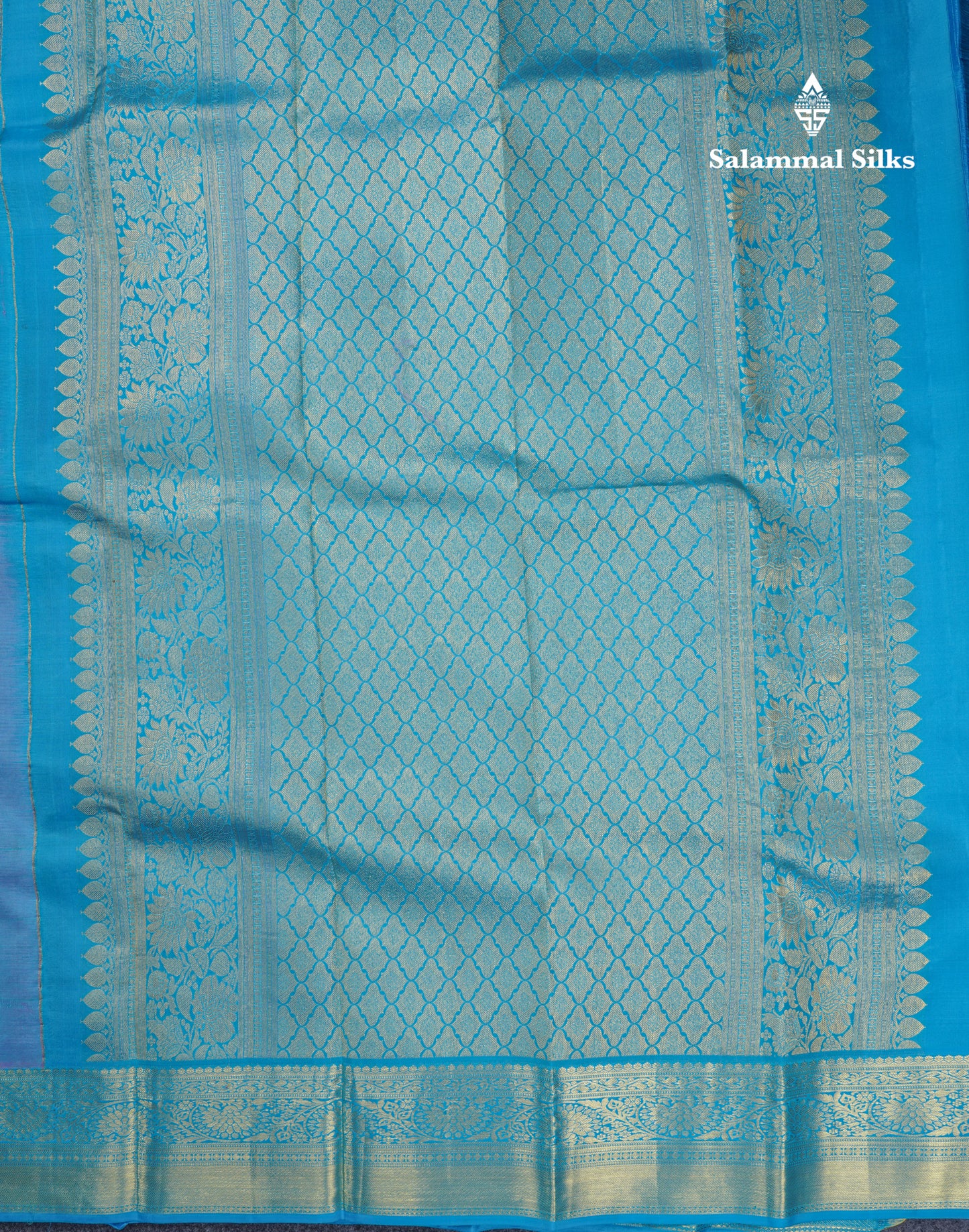 Purple Bridal Pure Kanjivaram Silk Saree With Contrast Sky Blue Traditional Border
