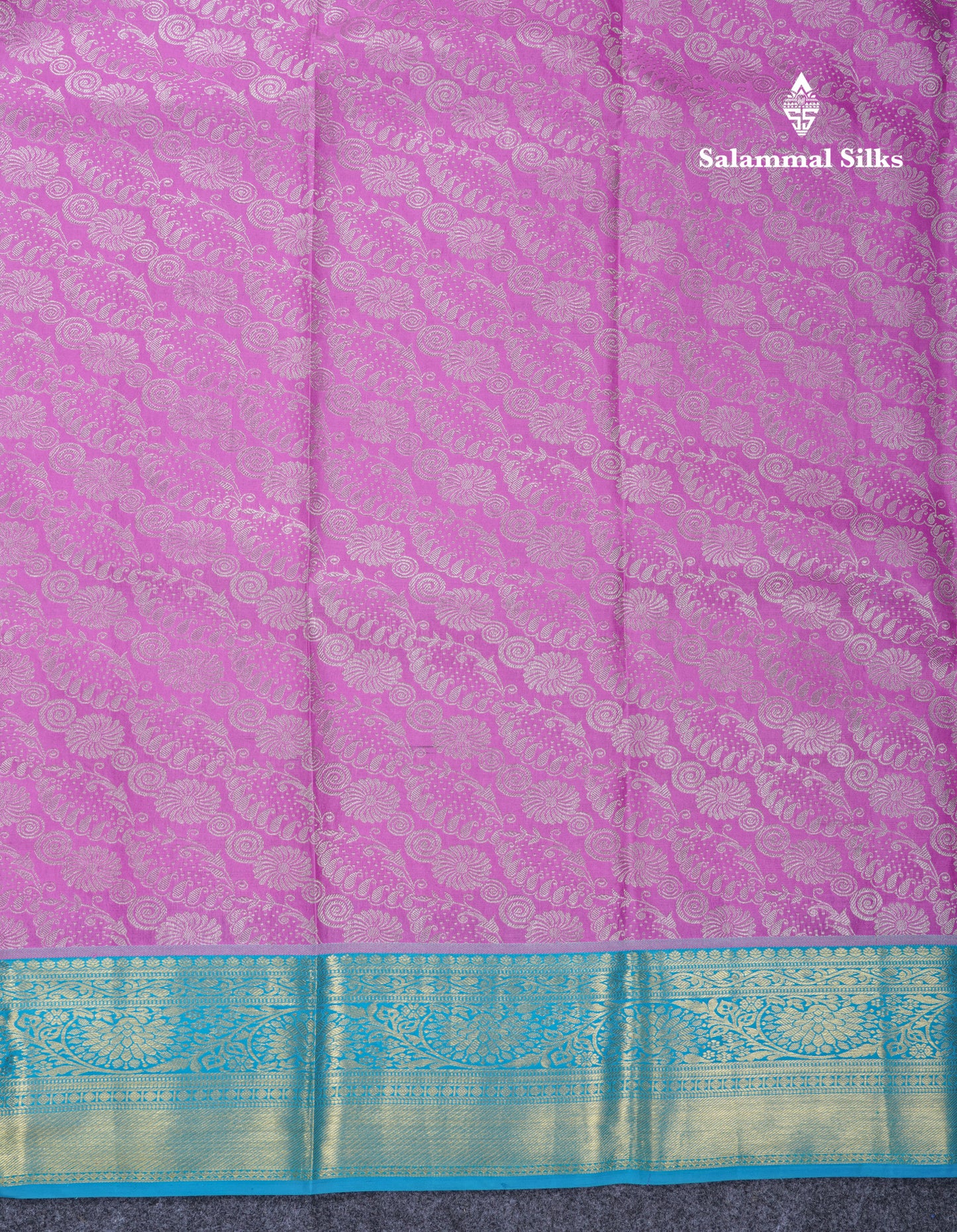 Purple Bridal Pure Kanjivaram Silk Saree With Contrast Sky Blue Traditional Border