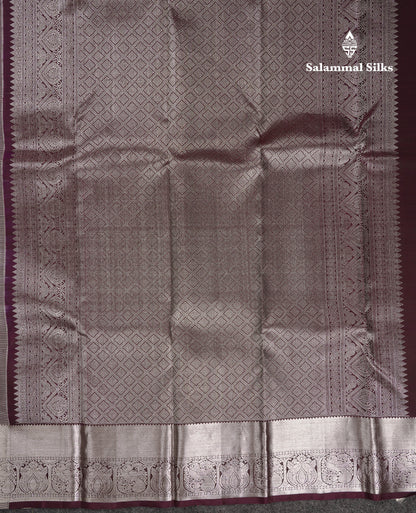 Beautiful Cream Green Fancy Bridal Pure Kanjivaram Silk Saree With Contrast Dark Brown Blouse