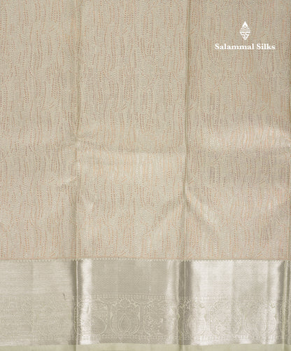 Beautiful Cream Green Fancy Bridal Pure Kanjivaram Silk Saree With Contrast Dark Brown Blouse