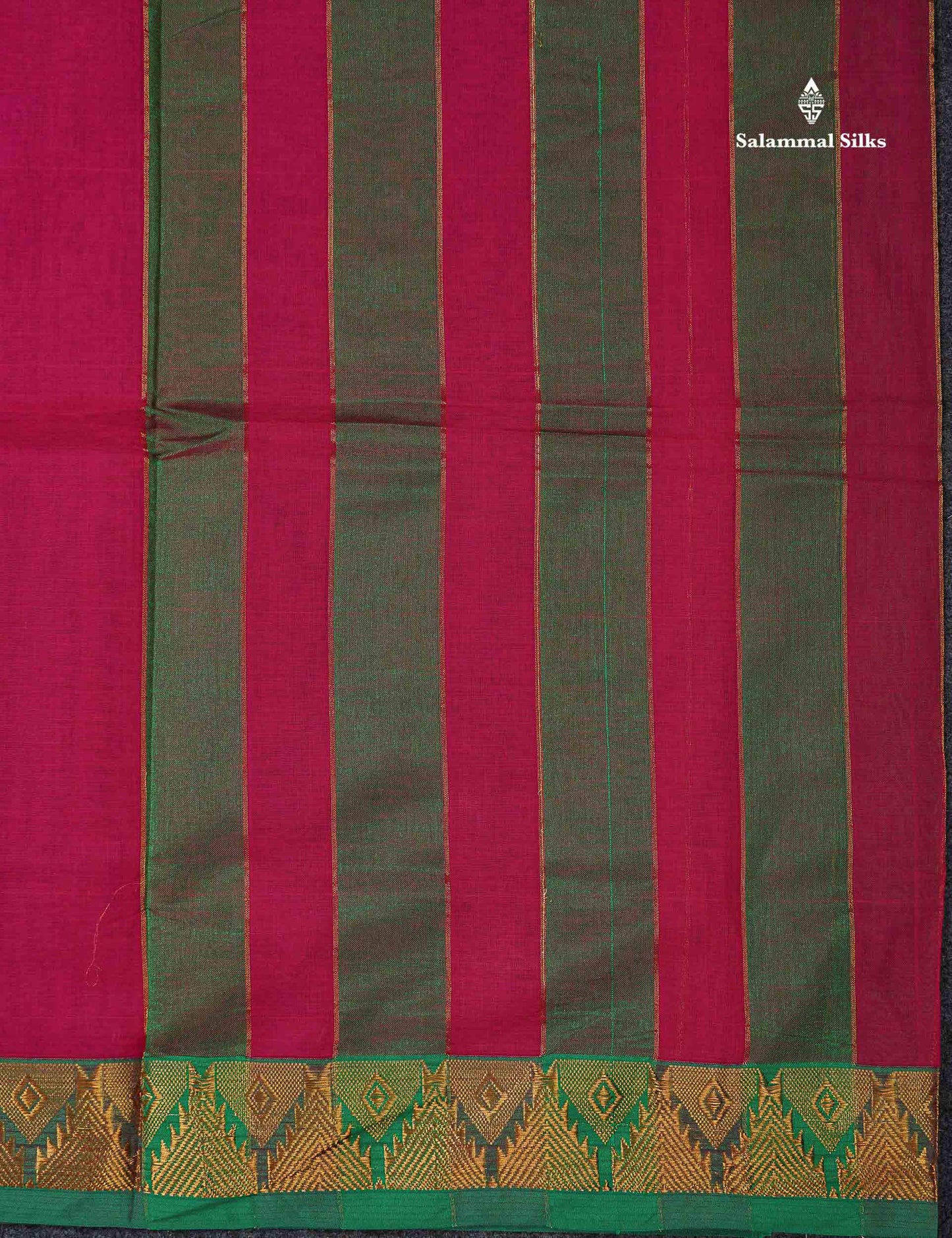 Beautiful Anandha Blue Plain Pure Cotton Saree With Contrast Maroon Traditional Temple Border