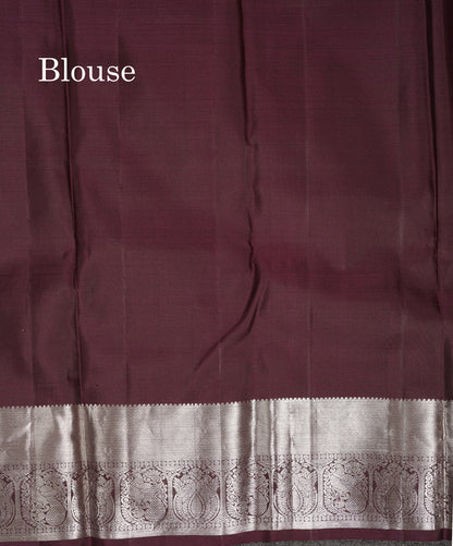 Beautiful Cream Green Fancy Bridal Pure Kanjivaram Silk Saree With Contrast Dark Brown Blouse