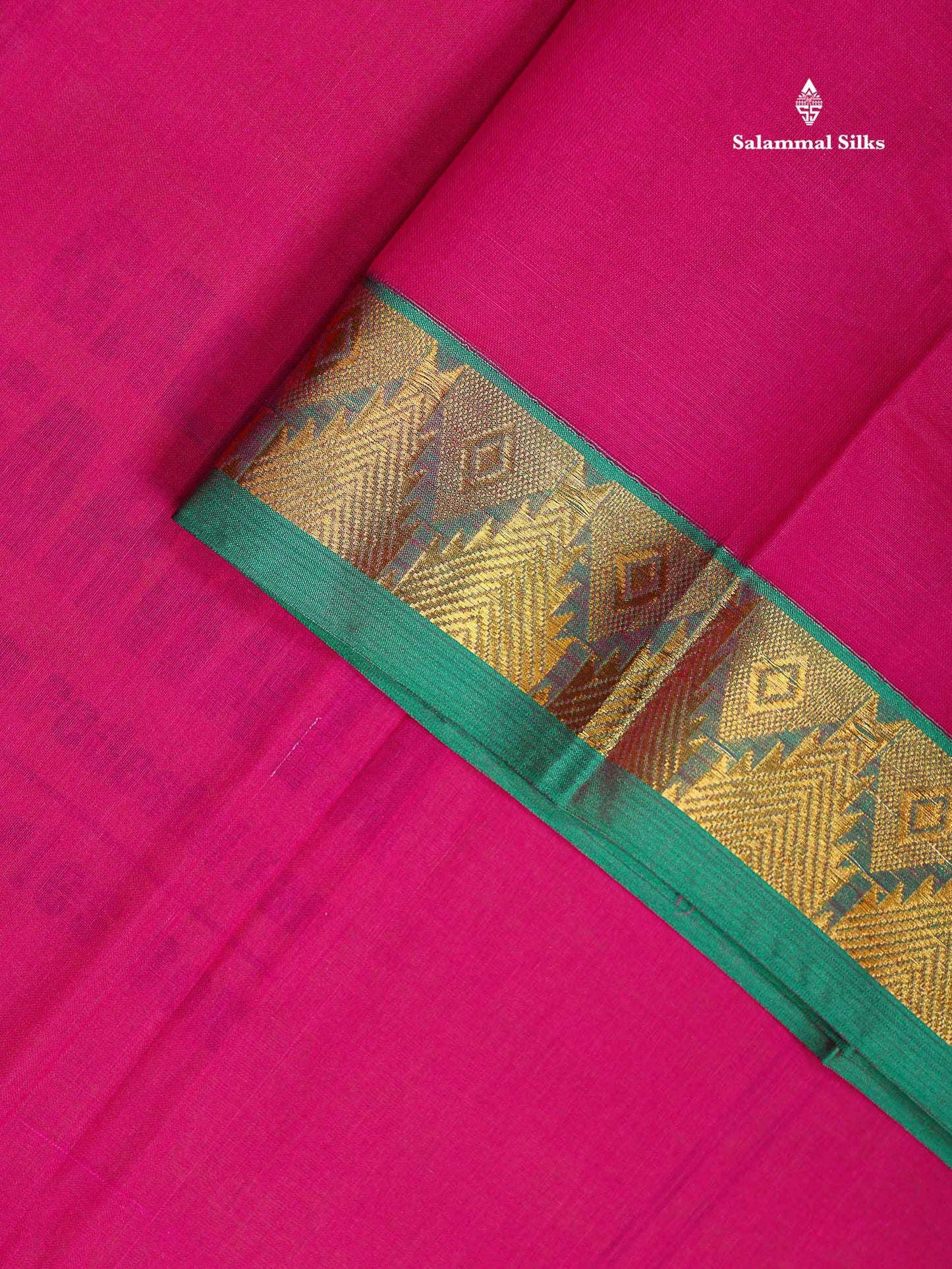 Beautiful Anandha Blue Plain Pure Cotton Saree With Contrast Maroon Traditional Temple Border