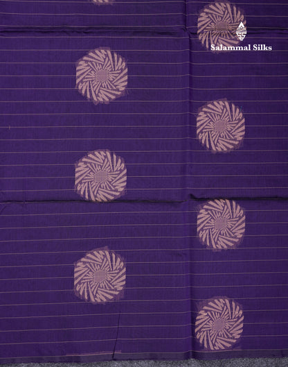 Beautiful Violet Fancy Kora Cotton Saree With Contrast Maroon Blouse