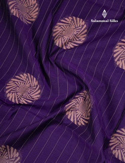 Beautiful Violet Fancy Kora Cotton Saree With Contrast Maroon Blouse