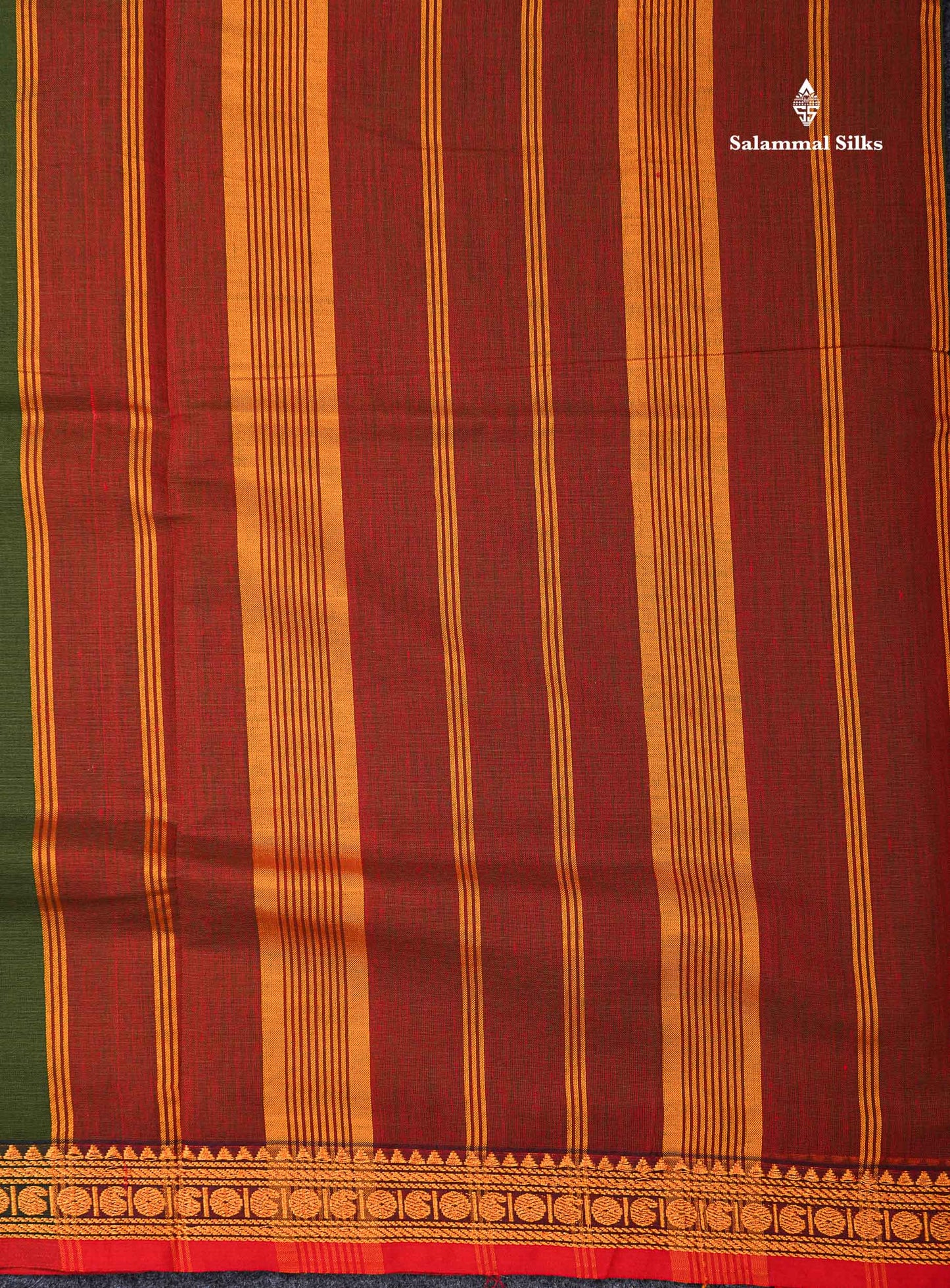 Beautiful Redish Maroon Plain Pure Cotton Saree With Contrast Dual Tone Bottle Green Thread Work Traditional Small Border