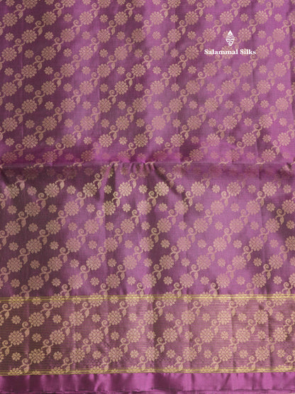 Beautiful Light Chocolate Kanjivaram Pure Soft Silk Saree With Contrast Violet Double Border