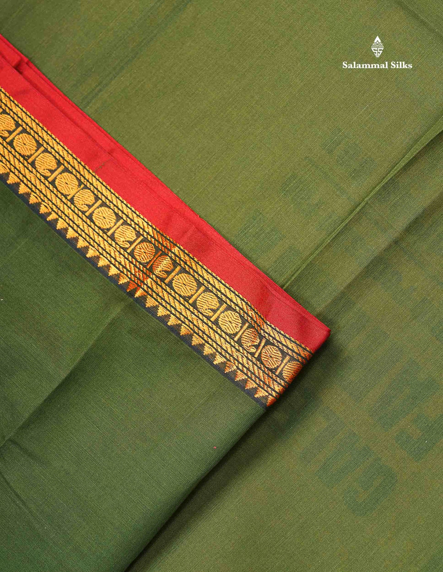 Beautiful Redish Maroon Plain Pure Cotton Saree With Contrast Dual Tone Bottle Green Thread Work Traditional Small Border