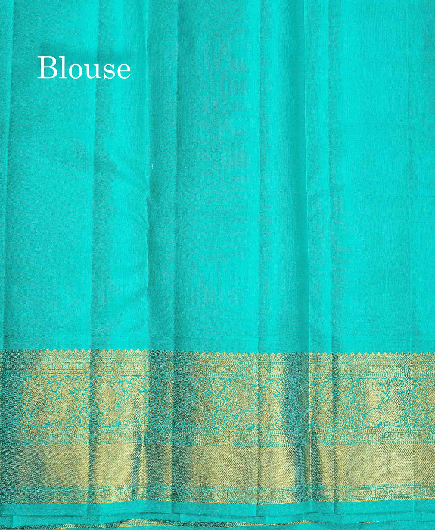 Pure Kanjivaram Silk Saree - Royal Blue Colour Body Checks With Butta & Contrast Sea Green Border