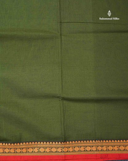 Beautiful Redish Maroon Plain Pure Cotton Saree With Contrast Dual Tone Bottle Green Thread Work Traditional Small Border