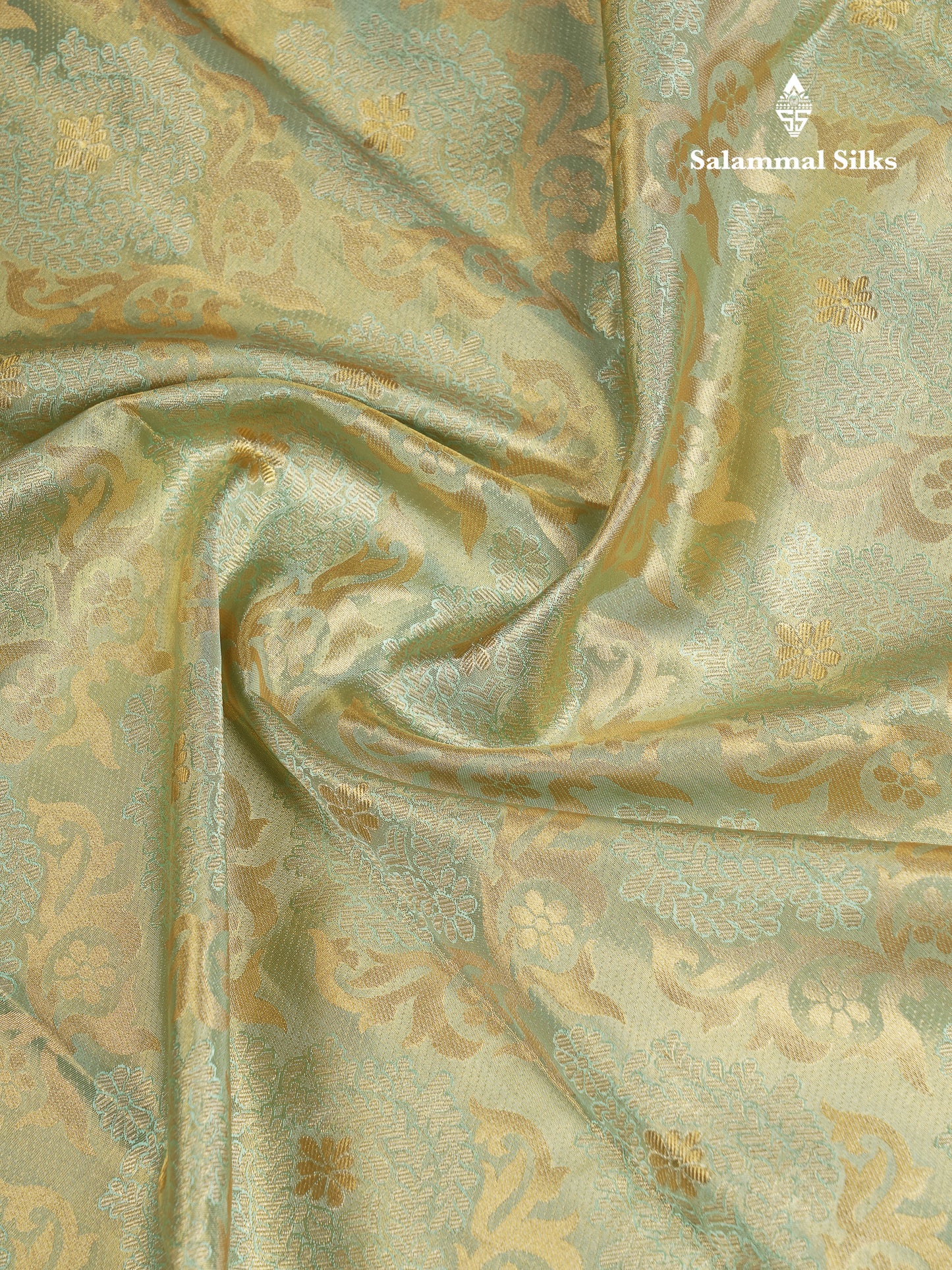 Beautiful Light Pista Green Tissue Bridal Pure Kanjivaram Silk Saree With Contrast Navy Blue Traditional Evening Morning Border