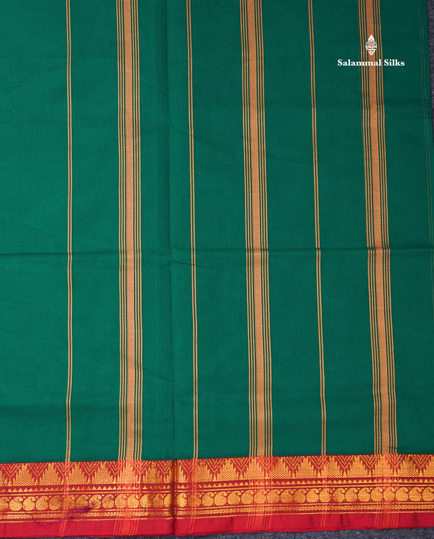 Beautiful Dual Tone Blue Plain Pure Cotton Saree With Contrast Red Traditional Border