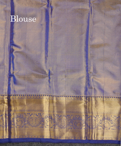 Beautiful Light Pista Green Tissue Bridal Pure Kanjivaram Silk Saree With Contrast Navy Blue Traditional Evening Morning Border