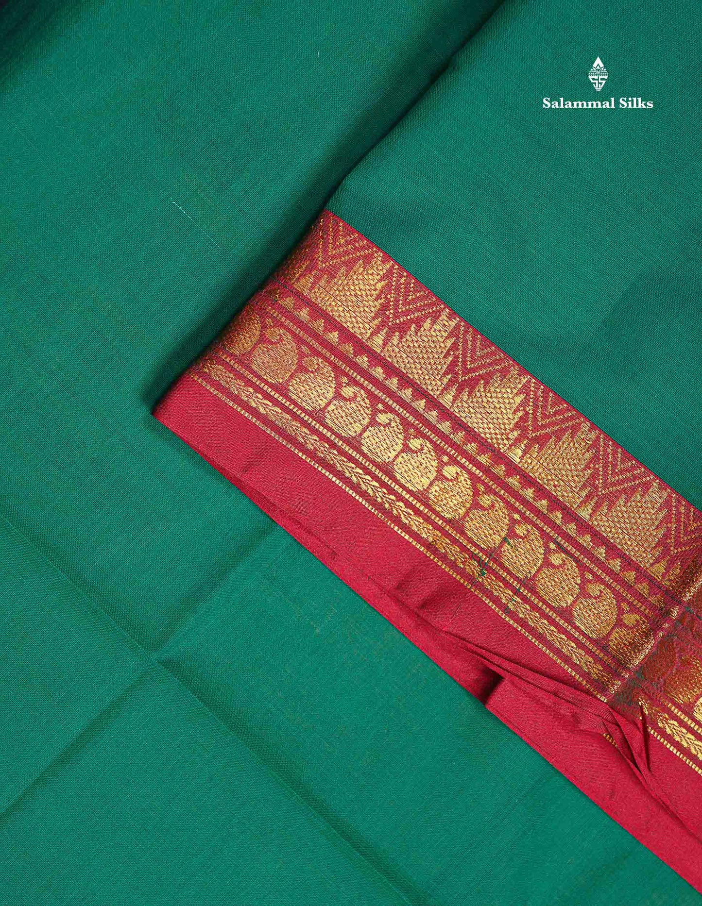 Beautiful Dual Tone Blue Plain Pure Cotton Saree With Contrast Red Traditional Border