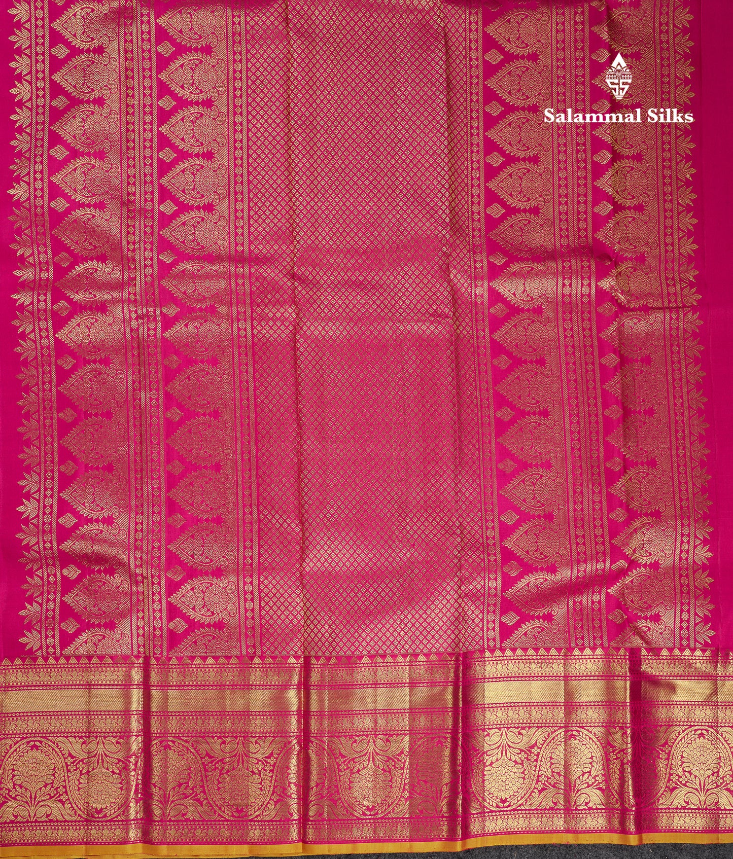 Beautiful Magenta Pink Bridal Pure Kanjivaram Silk Saree With Traditional Border