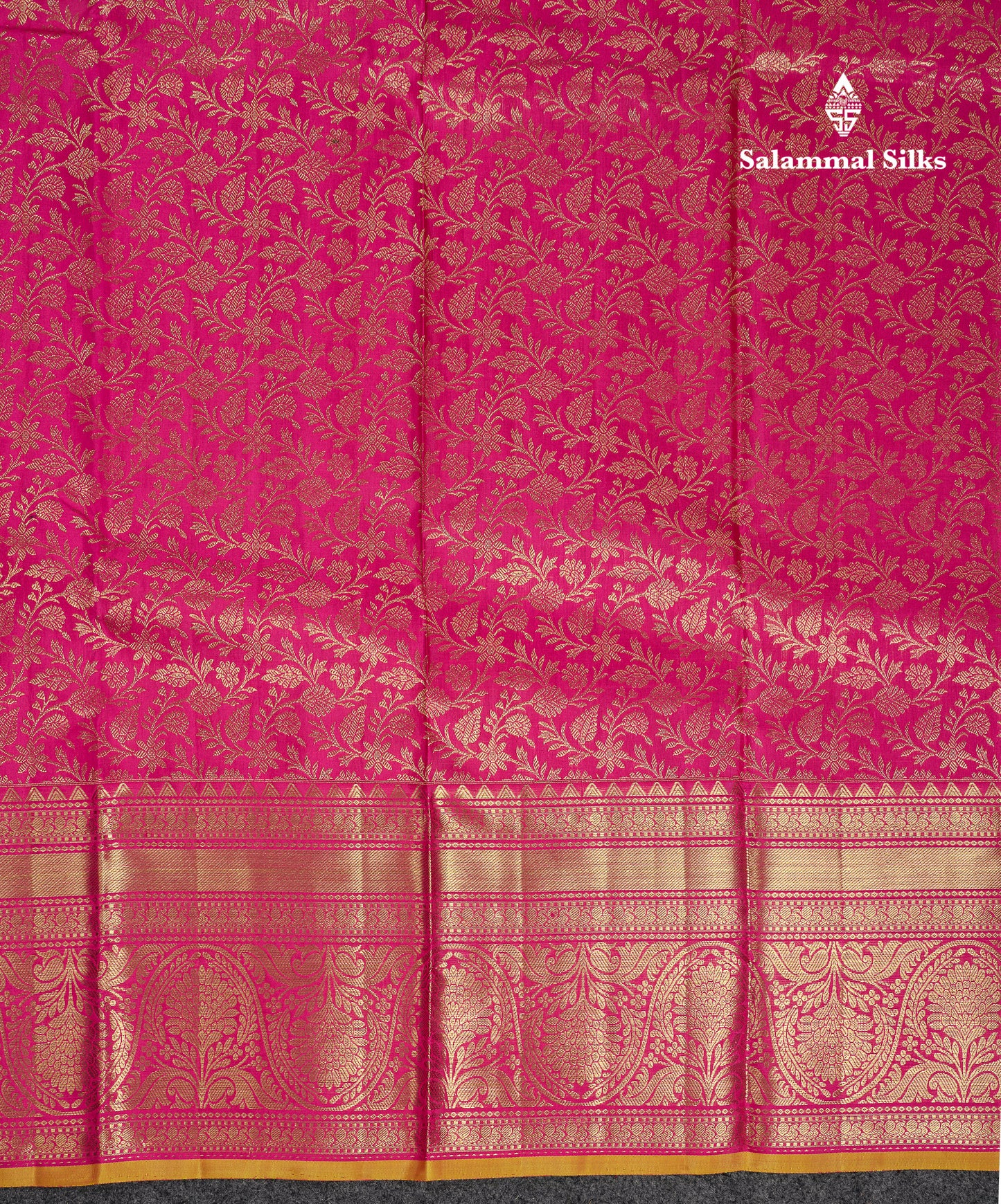 Beautiful Magenta Pink Bridal Pure Kanjivaram Silk Saree With Traditional Border