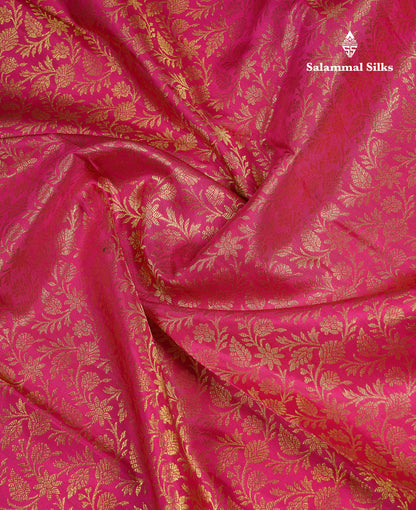 Beautiful Magenta Pink Bridal Pure Kanjivaram Silk Saree With Traditional Border