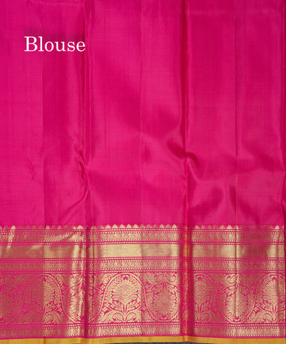 Beautiful Magenta Pink Bridal Pure Kanjivaram Silk Saree With Traditional Border