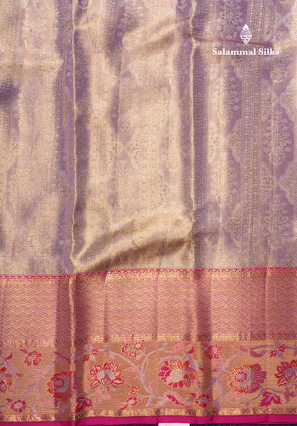 Kanjivaram Tissue Silk Saree Lavender With Grand Blouse