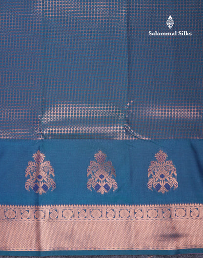 Beautiful Dual Tone Peacock Blue Semi Soft Silk Saree With Traditional Evening Morning Border