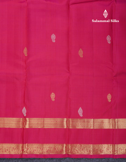 Rani Pink Pure Kanjivaram Silk Saree With Traditional Rettapet Border