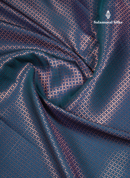 Beautiful Dual Tone Peacock Blue Semi Soft Silk Saree With Traditional Evening Morning Border