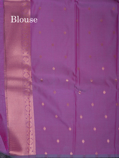 Beautiful Dual Tone Peacock Blue Semi Soft Silk Saree With Traditional Evening Morning Border