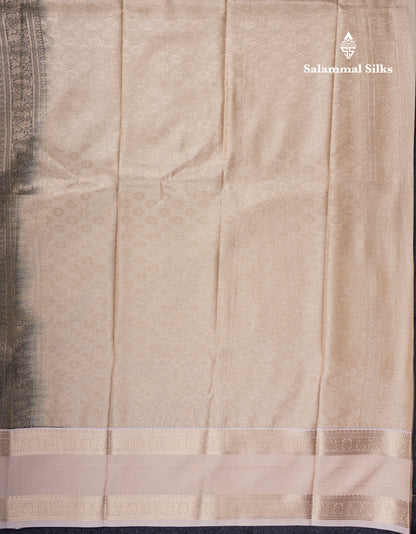Dark Purple Semi Silk Saree With Contrast Sandal Traditional Gap Border