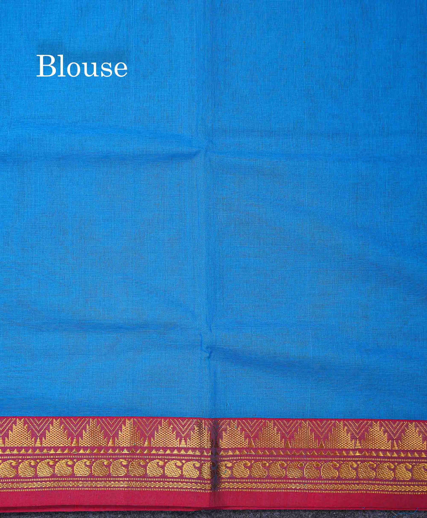 Beautiful Anandha Blue Plain Pure Cotton Saree With Contrast Maroon Traditional Temple Border