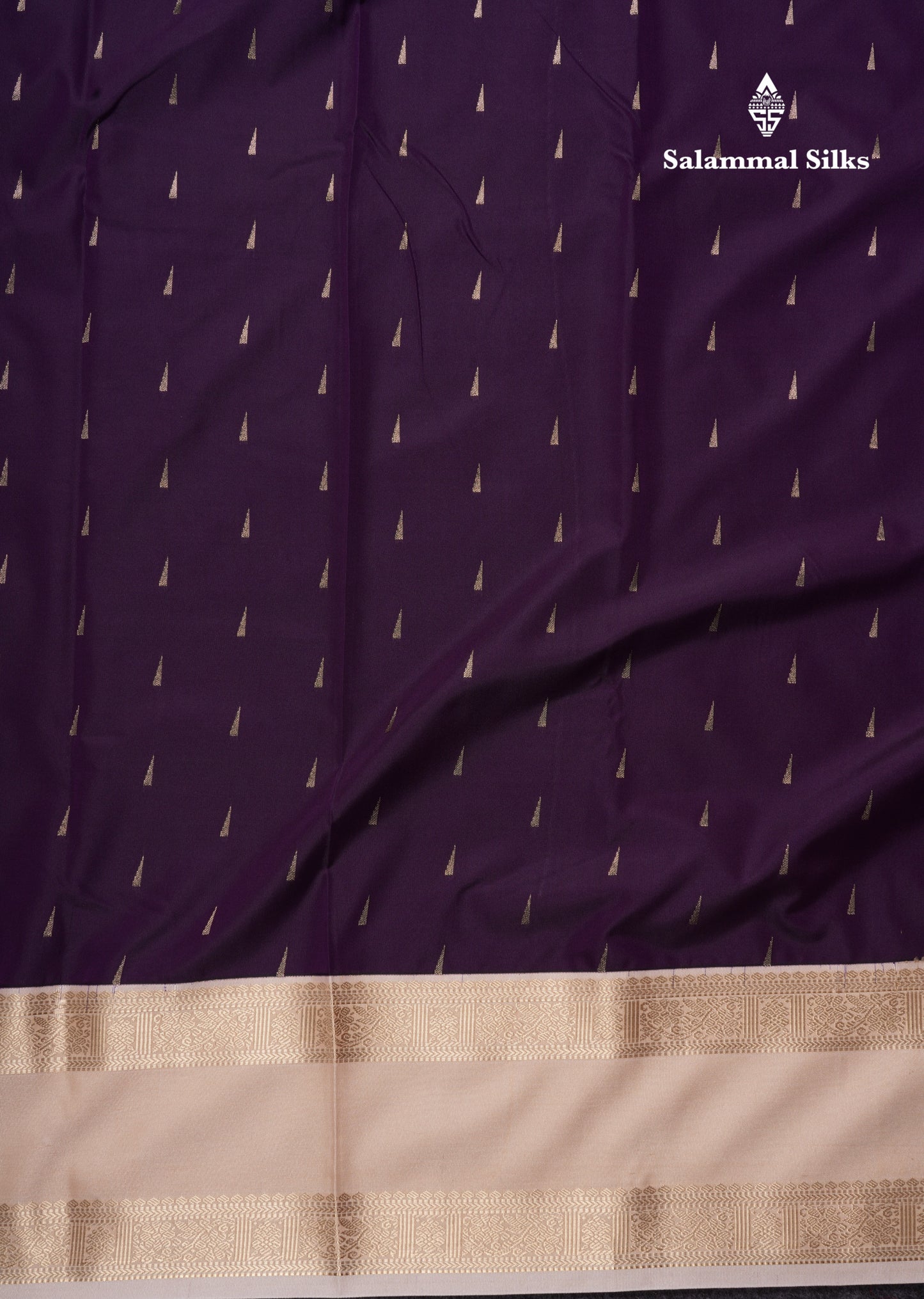 Dark Purple Semi Silk Saree With Contrast Sandal Traditional Gap Border