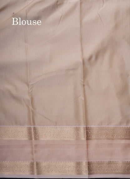 Dark Purple Semi Silk Saree With Contrast Sandal Traditional Gap Border