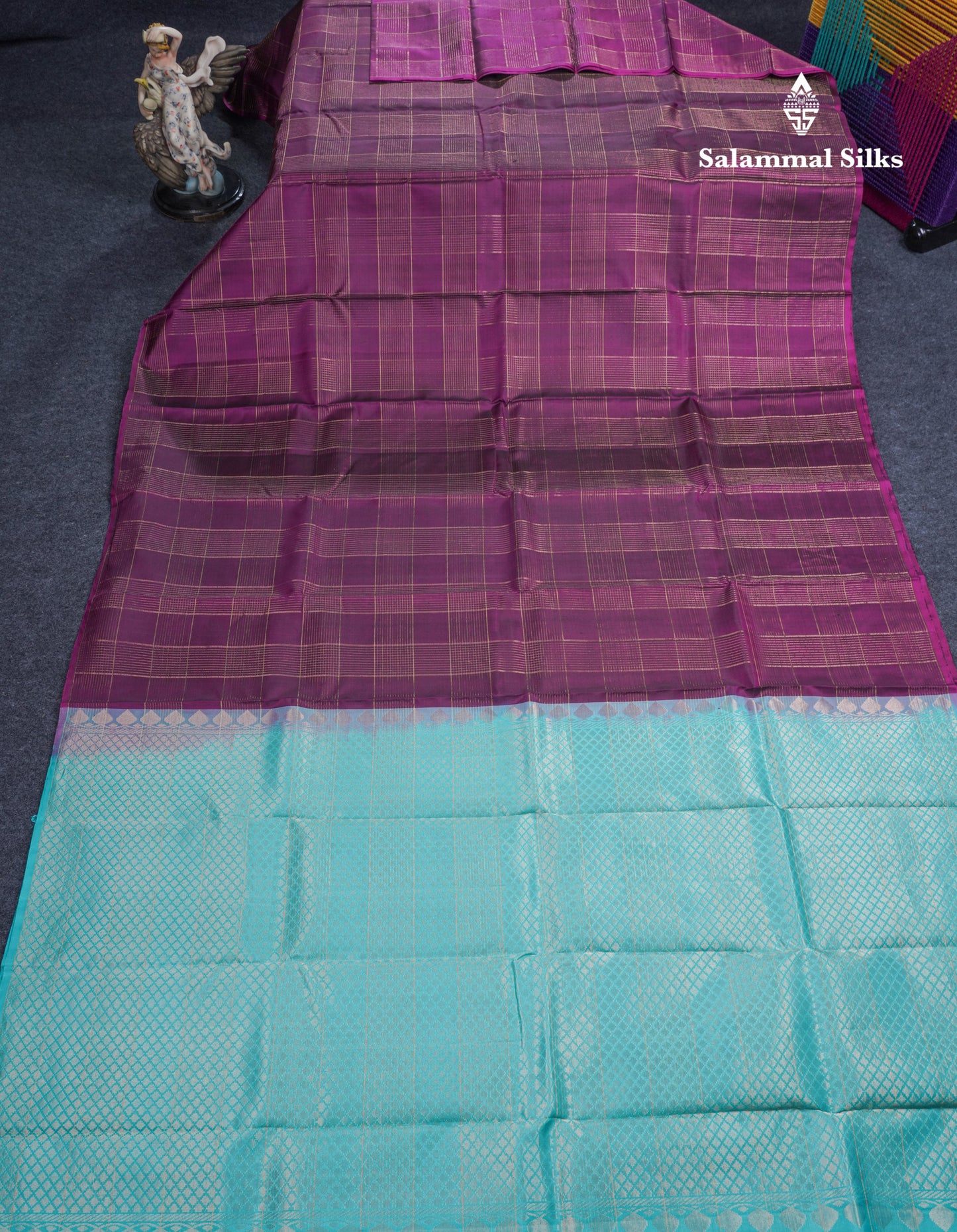 Magenta Fancy Pure Kanjivaram Silk Saree With Contrast Rexona Blouse