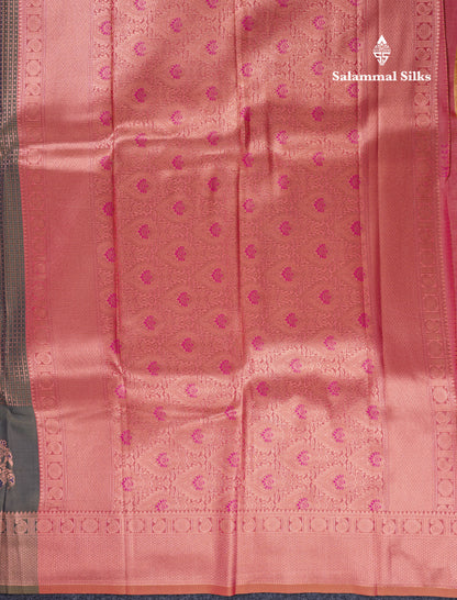 Beautiful Dual Tone Peacock Blue Semi Soft Silk Saree With Traditional Evening Morning Border