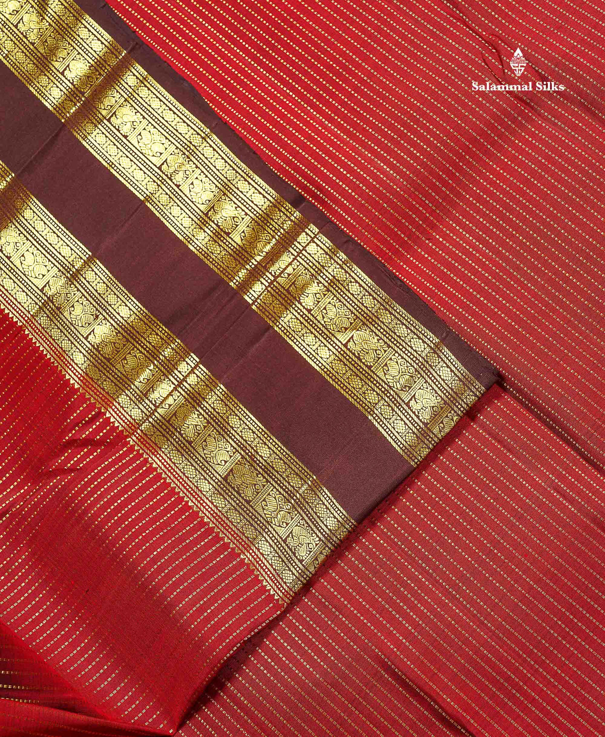 Pure Kanjivaram Silk Saree - Dark Maroon Colour Body With Contrast Dark Brown Traditional Evening Morning Border