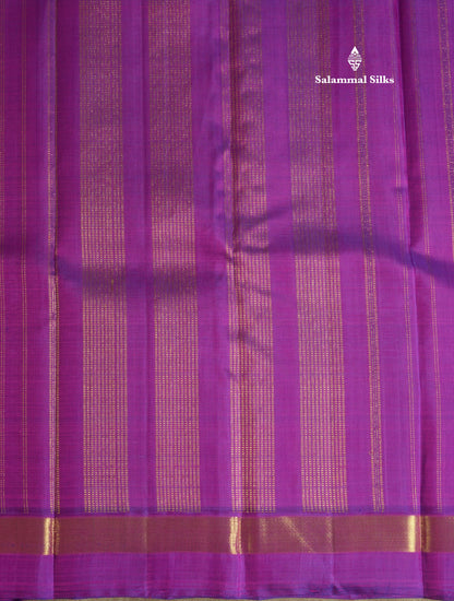 Pinkish Red Pure Kanjivaram Silk Saree with Contrast Small Vadamalli Border