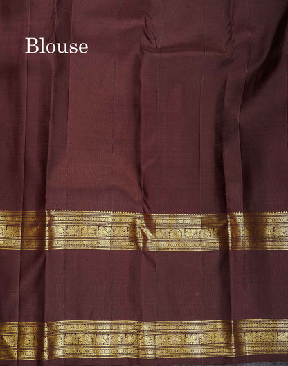 Pure Kanjivaram Silk Saree - Dark Maroon Colour Body With Contrast Dark Brown Traditional Evening Morning Border