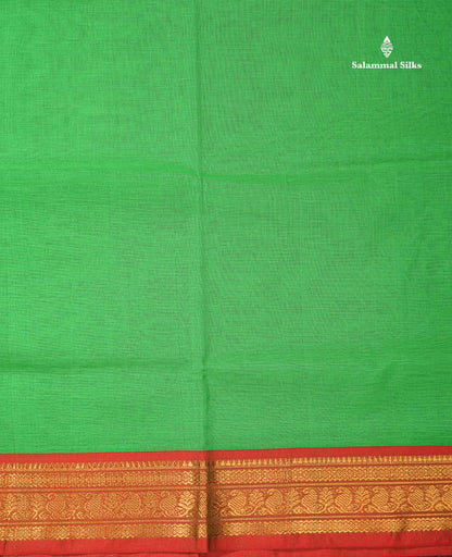 Beautiful Bottle Green Plain Pure Cotton Saree With Contrast Redish Maroon Traditional Border