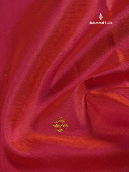Pinkish Red Pure Kanjivaram Silk Saree with Contrast Small Vadamalli Border