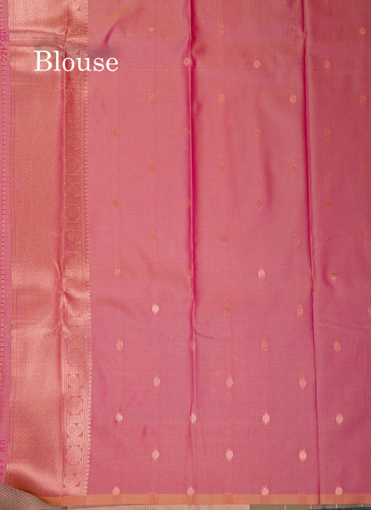 Beautiful Dual Tone Peacock Blue Semi Soft Silk Saree With Traditional Evening Morning Border