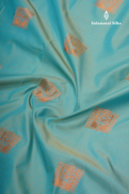 Dual Tone Pastel Blue Semi Silk Saree With Contrast Pink Border