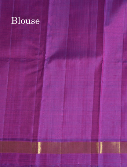 Pinkish Red Pure Kanjivaram Silk Saree with Contrast Small Vadamalli Border