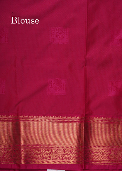 Dual Tone Pastel Blue Semi Silk Saree With Contrast Pink Border