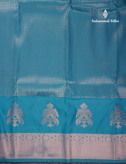 Beautiful Dual Tone Peacock Blue Semi Soft Silk Saree With Traditional Evening Morning Border