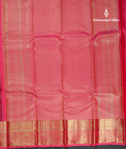 Beautiful Dark Brown Bridal Pure Kanjivaram Silk Saree With Contract Light Pink Traditional Border