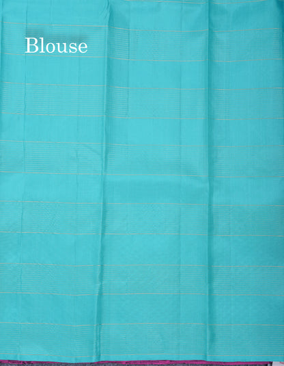 Magenta Fancy Pure Kanjivaram Silk Saree With Contrast Rexona Blouse