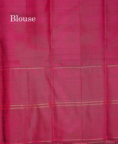 Pure Kanjivaram Silk Saree - Rose Pink Colour Body With Contrast Magenta Border