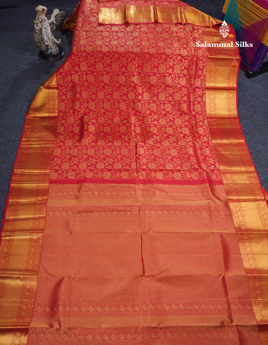Beautiful Reddish Maroon Pure Kanjivaram Silk Saree With Traditional Border